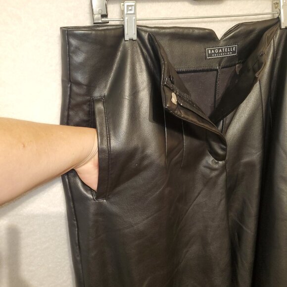 BAGATELLE COLLECTION Sz. XL Black Vegan Leather Pants! Club, Sexy Y2K Party - Picture 7 of 14